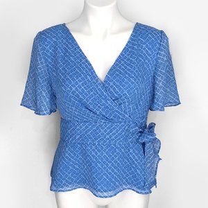 Covington Flowy Bow Tie Side Print Blouse Top 6